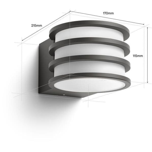 Vägglampa - PHILIPS HUE - Lucca - Antracit - A60 WCA - IP44