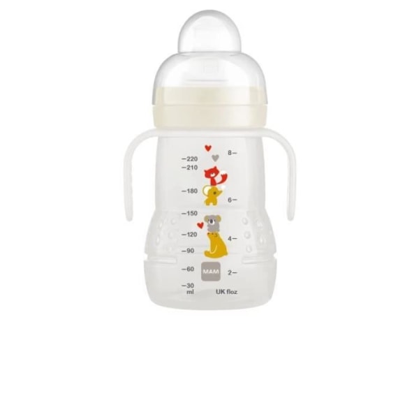 MAM Transition Bottle - 220 ml - från 4 månader - Mjuk spillbeständig silikonrör - Unisex