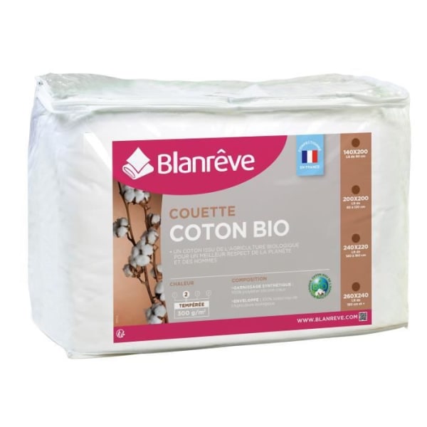 BLANREVE Ekologisk bomulls tempererad täcke - 300 g / m² - 200x200cm