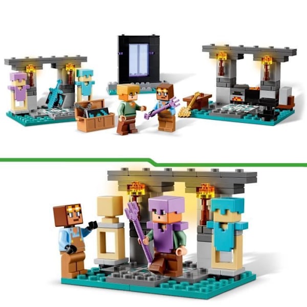 LEGO 21252 Minecraft vapenförråd, leksak med vapensmedja och videospelskaraktärer, Alex minifigur
