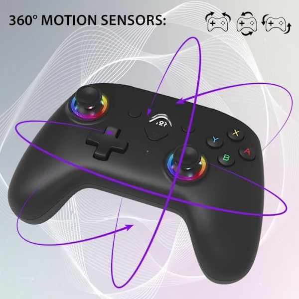 Trådlös kontroll - SUBSONIC - Switch 2 / Switch - Programmerbara lysdioder - Vibrationer - Gyroskop - Svart
