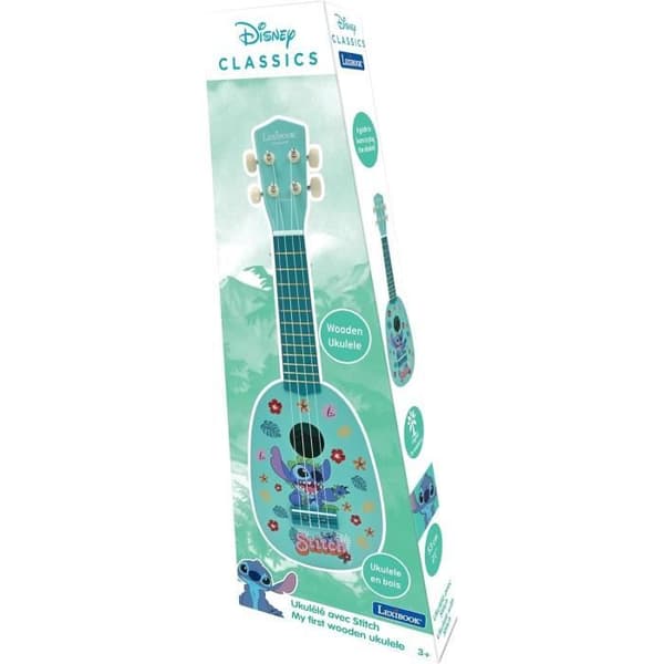 Lexibook - Stitch Ukulele - Cirka 53 cm - Trä - 6 nylonsnören - Guide medföljer