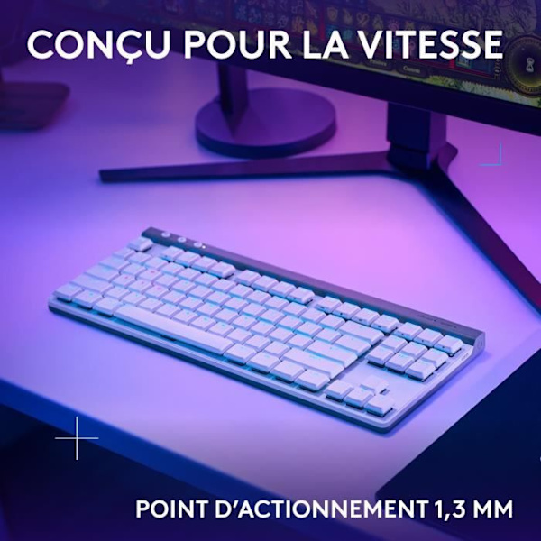 Logitech G515 LIGHTSPEED trådlöst tangentbord utan numerisk knappsats (brun strömbrytare) - Vit
