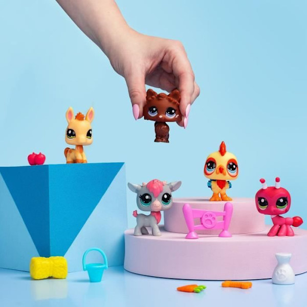 BANDAI - Littlest Pet Shop - Samlarset Farm Theme - 5 djur och tillbehör - BF00510