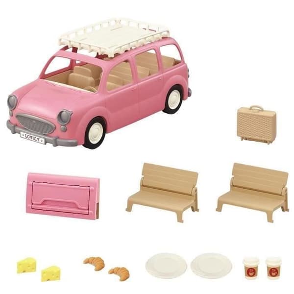 Den rosa minibussen och picknickuppsättningen