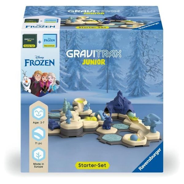 Ravensburger-Gravitrax Junior Starter Set Frozen-STEM-konstruktionsspel-Marmorkretsar-71 stycken-Ålder 3 år-73385