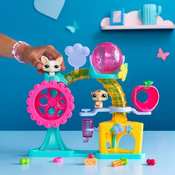 BANDAI - Littlest Pet Shop - Fun Factory box set - Lekset med 2 djur, dekor och tillbehör - BF00519