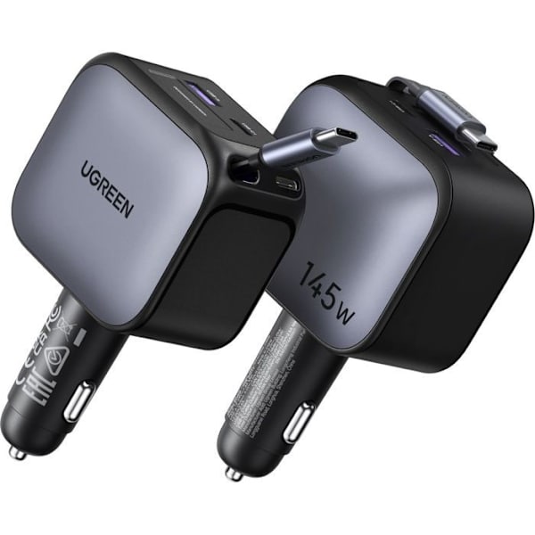 Billaddare - UGREEN - 145W - Med utdragbar kabel