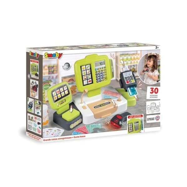 Smoby Large Cash Register - 30 Tillbehör ingår - 3 år gamla