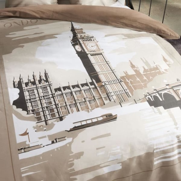 Sängkläder - IDAG - JAVA - 2 personer - 240x220 cm - Bomull - Londontryck - Beige