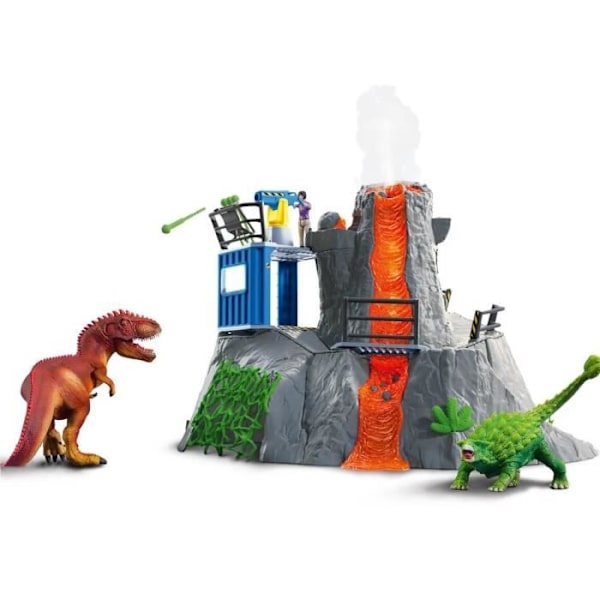 Expedition till den stora vulkanen, 1 forskarfigur och 2 dinosaurieleksaker, för barn från 5 år, Schleich 42564 DINOSAURIER