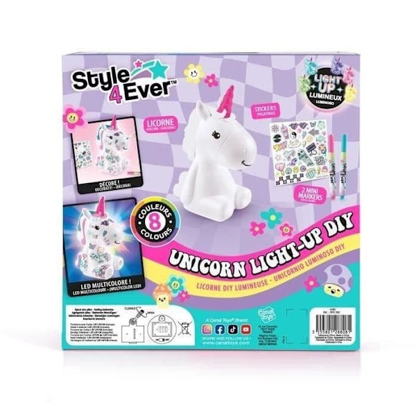 Canal Toys Style 4 Ever - Y2K DIY Luminous Unicorn att dekorera - Collector's Edition - Kreativa hobbyer för barn - OFG 293