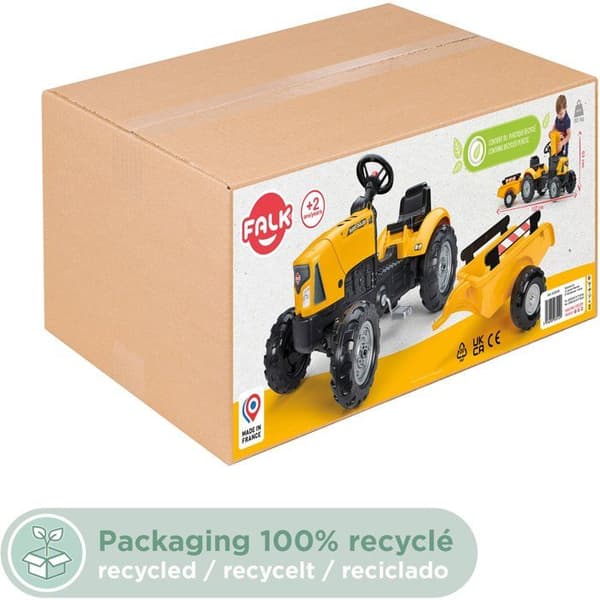 FALK SuperBuilder pedaltraktor - öppningsbar huv och släp - från 2 till 5 år