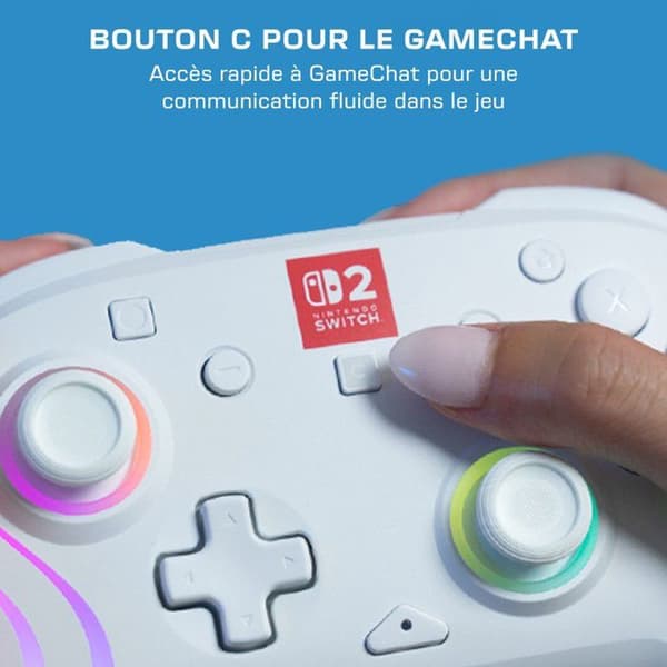 RGB Trådlös Spelkontroll - TURTLE BEACH - Afterglow Wave för Nintendo Switch 2 - Vit