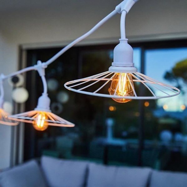 Utomhusljusgirland - LUMISKY - CHIC WHITE LIGHT - 6 m - 10 glödlampor - E27 - varmvit LED