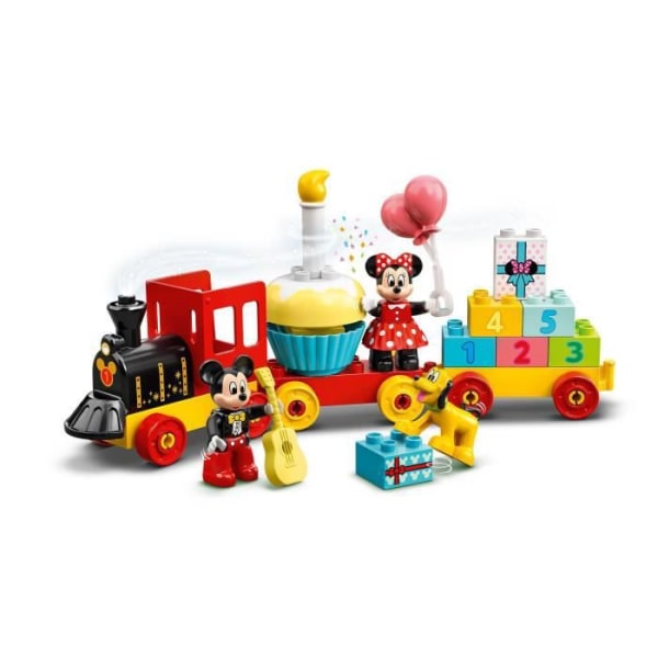 LEGO DUPLO 10941 Mickey och Minnie födelsedagståg, leksak för babytåg med tårta och ballonger