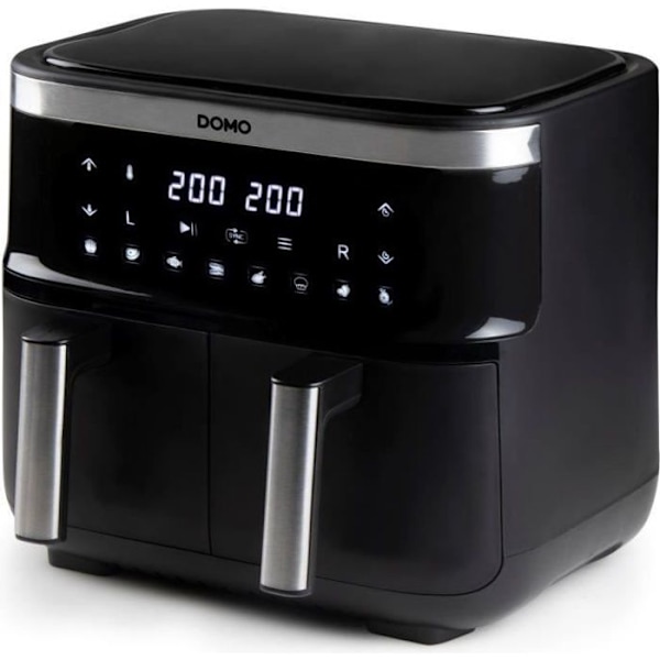 Domo Hot Air Fryer - DO537FR - 2 X 4 L - 85 ° A 200 ° - 8 Automatiska program - L40 X W 40 X H 36 cm Svart