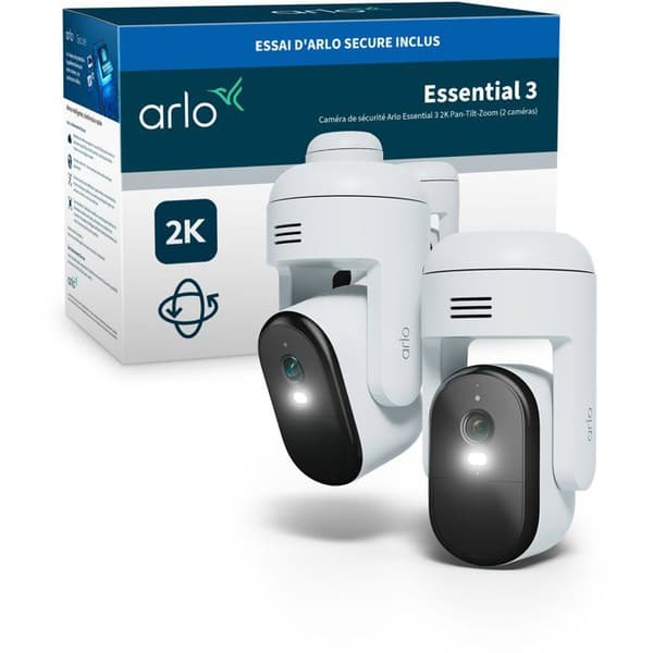 Arlo Essential 3 2K 360° utomhusövervakningskamerakit