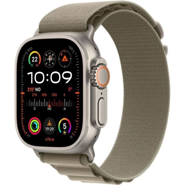 Apple Watch Ultra 2 GPS + Cellular - 49 mm - Titanfodral - Olive Alpine Loop rem - Medium