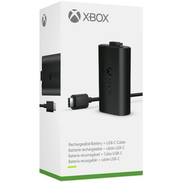 Kit Play &amp; Load Xbox New Generation - Uppladdningsbart batteri + USB -C -kabel - Kompatibla Xbox Series -kontakter