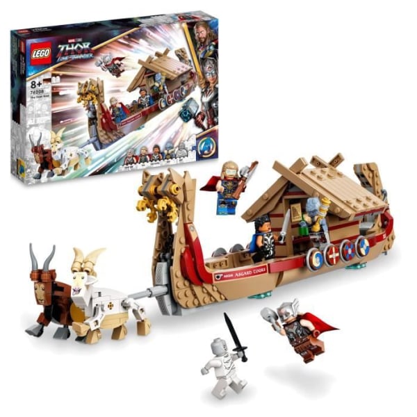 LEGO 76208 Marvel Thors långskepp, byggbar leksaksbåt med Avengers och Stormbreaker-minifigurer, 8 år
