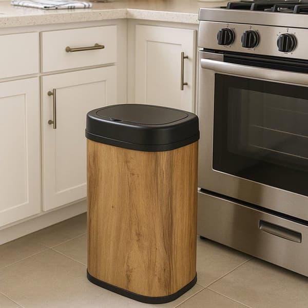 Automatisk kökssoptunna - MAJESTIC - KITCHEN MOVE - 58 L - Trä - Rostfritt stål med kant