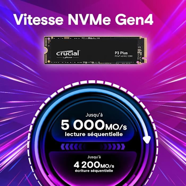 Avgörande SSD -hårddisk P3 plus 2 till PCIe 4.0 NVME M.2 2280