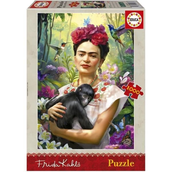 Pussel - EDUCA - Livets trädgård - 1000 bitar - 34 x 48 cm - Tema: Frida Kahlo