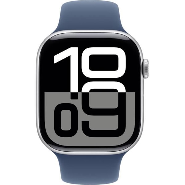 Apple Watch Series 10 GPS - 46 mm - Silver aluminiumfodral - Denim sportband - S/M