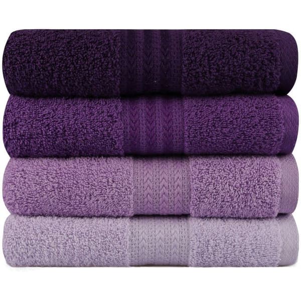 Set med 4 handdukar - 50 x 90 cm - Lila