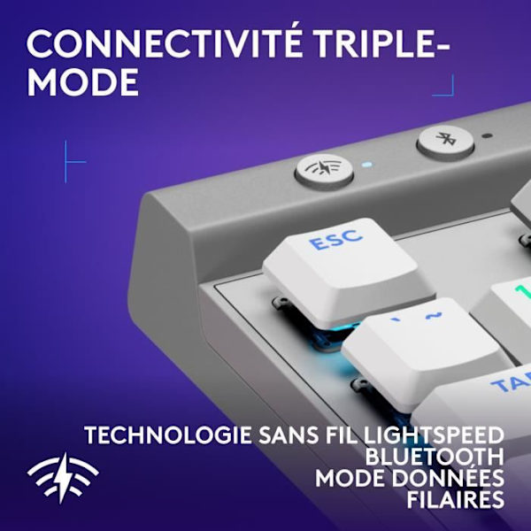 Logitech G515 LIGHTSPEED trådlöst tangentbord utan numerisk knappsats (brun strömbrytare) - Vit