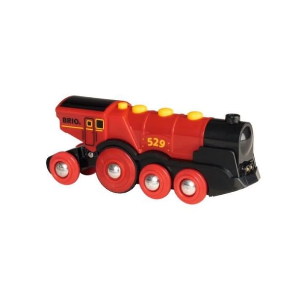 BRIO World - 33592 - Kraftfull röd lokomotiv med batterier - Träleksak