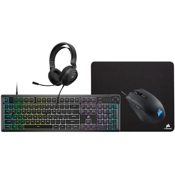 CORSAIR 4-i-1-spelpaket - K55-tangentbord + HARPOON RGB PRO-spelmus + MM100 musmatta + HS35 multiplattformsheadset