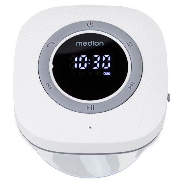 Duschradio - MEDION - FM - Bluetooth - IPX6 - Sugkoppsfäste - Vit