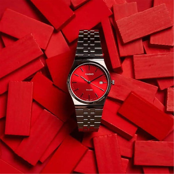 Klocka - CASIO - MTP-B145D - Herr - Mörkrosa - Kvarts - Analog