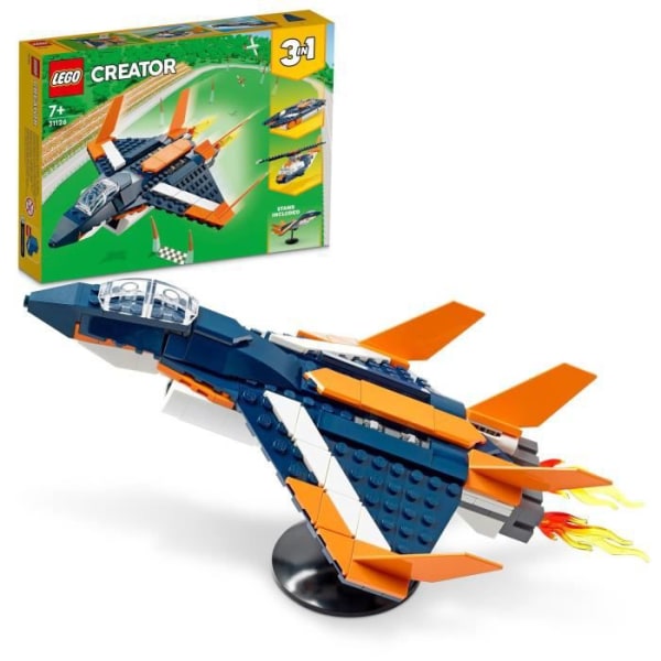 LEGO 31126 Creator 3-i-1 Supersonic Jet, ombyggd till helikopter och båt, för barn från 7 år och uppåt