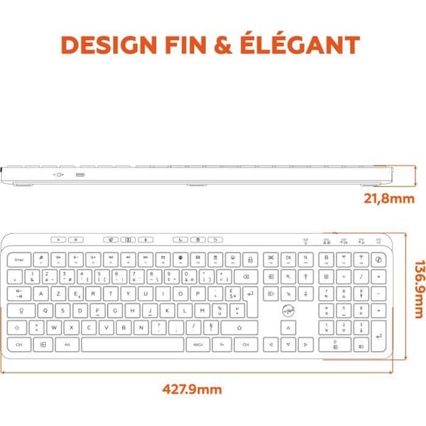 Trådlöst tangentbord - Platta tangenter - MOBILITY LAB - KP450W - AZERTY - FR - Multianslutningar - Svart