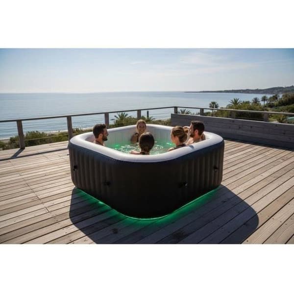 SUNSPA Square Uppblåsbart Spa 6 platser med LED-remsa