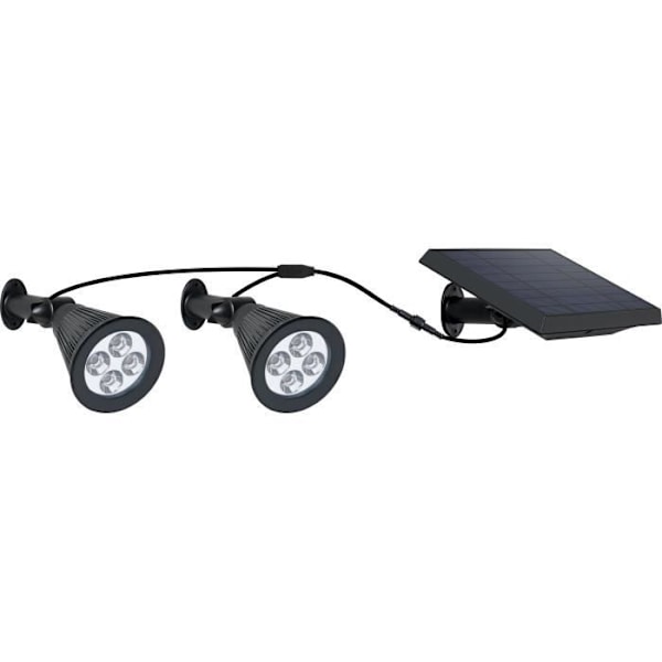 Dubbel solstrålkastare ansluten med fjärrkontroll solpanel 2 i 1 för att sticka eller fixa kraftfull belysning vit LED-dimbar FAMILY SPIKY