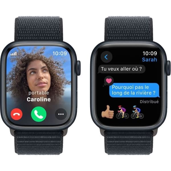 Apple Watch Series 9 GPS + Cellular - 45 mm - Midnight aluminiumfodral - Midnight Sport Loop Strap