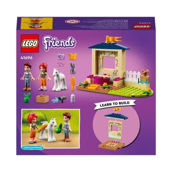 LEGO 41696 Friends Pony Grooming Stall, Leksak med häst för barn från 4 år och uppåt, Inkluderar husdjur