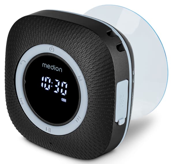 Duschradio - MEDION - FM - Bluetooth - IPX6 - Sugkoppsfäste - Svart