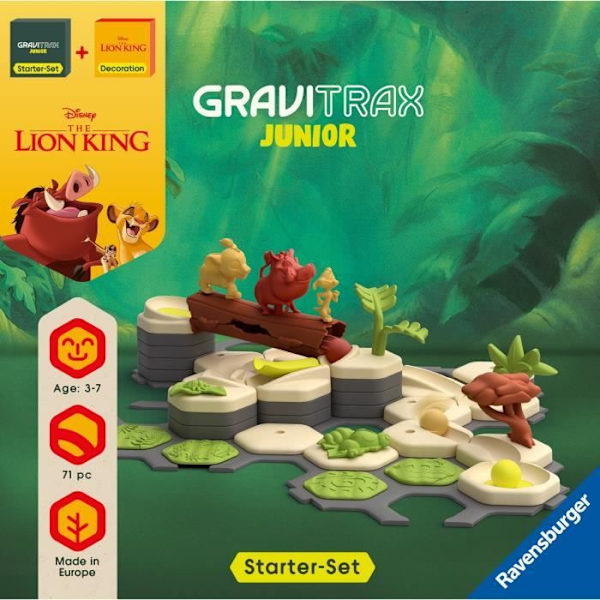 Gravitrax Junior Starter Set The Lion King, Marble Circuits, 71 stycken, Ages 3, 73437, Ravensburger
