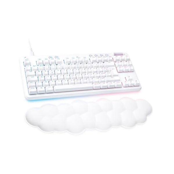 Logitech G - Gaming Keyboard - G713 Wired Mechanical Taktil (GX Brown) med handledsstöd - White Mist