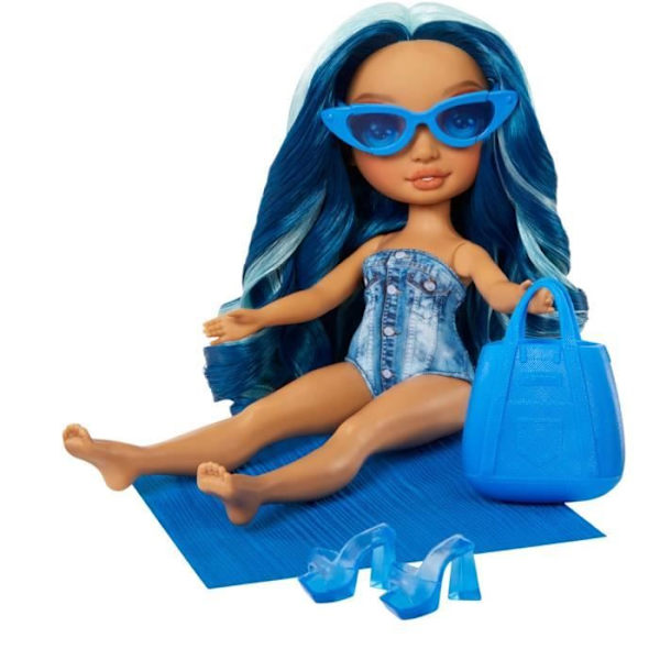 Rainbow High Swim & Style - Ledad modedocka 27 cm - Skyler (Blå) - Baddräkt + Pareo - från 4 år
