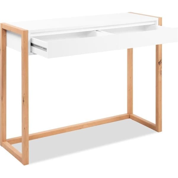 Konsolskrivbord - DENVER - Artisan Oak / Vit - 2 lådor - 100 x 35 x 75 cm