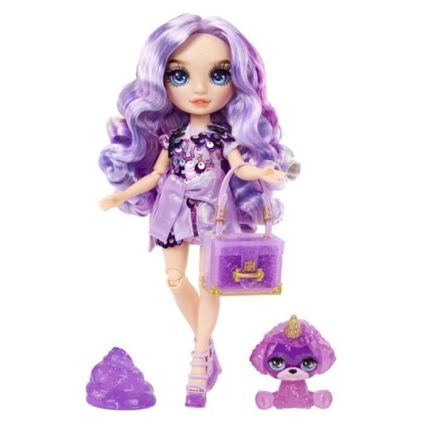 Rainbow High Fashion Doll with Slime Kit och Pet - Lila (lila) - 28cm Glitter Doll with Slime Kit