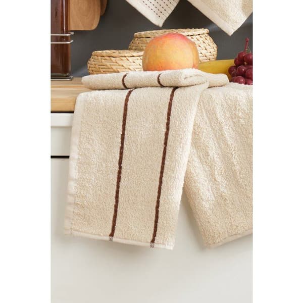 Set med 6 badhanddukar - 30 x 50 cm - Beige
