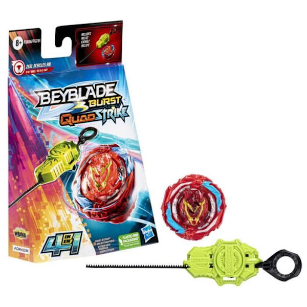 Beyblade Burst QuadStrike, Starter Pack med Zeal Achilles A8 tävlingstopp och launcher