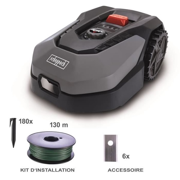 Ansluten robotgräsklippare 600m2 Scheppach RoboCut XL600 med laddstation | Upp till 600 m² | Regnsensor | WiFi & BT